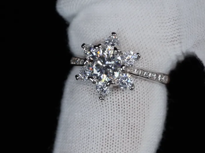 Moissanite Diamond Snowflake Ring Moissanite Engagement Rings Lab Diamonds London Rings