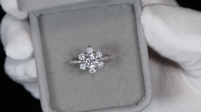 Moissanite Diamond Snowflake Ring Moissanite Engagement Rings Lab Diamonds London Rings