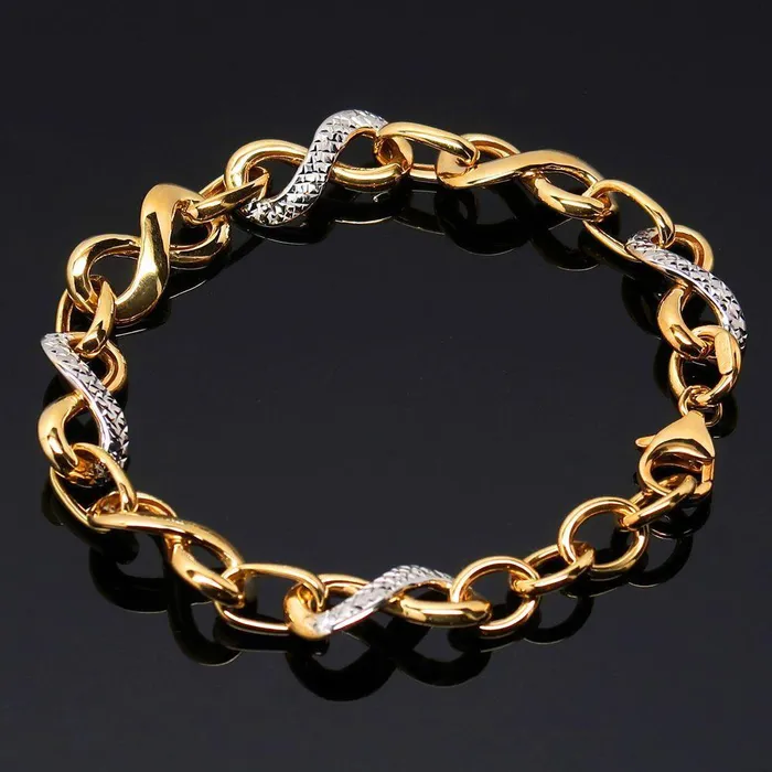 My Jewelry Plaza Bracelets Infinity Link Bracelet in 14K Two Tone Gold