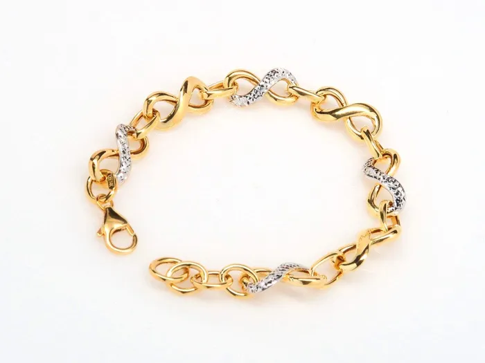 My Jewelry Plaza Bracelets Infinity Link Bracelet in 14K Two Tone Gold