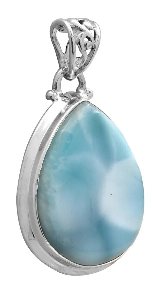Natural Larimar 1 34 Long 925 Solid Sterling Silver Pendant With 18 Chain Necklace Silver Jewelry YoTreasure Necklaces Natural Larimar 1 34 Long 925 Solid Sterling Silver Pendant With 18 Chain Necklace Silver Jewelry YoTreasure Necklaces