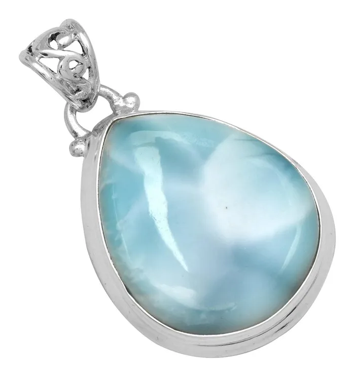 Natural Larimar 1 34 Long 925 Solid Sterling Silver Pendant With 18 Chain Necklace Silver Jewelry YoTreasure Necklaces Natural Larimar 1 34 Long 925 Solid Sterling Silver Pendant With 18 Chain Necklace Silver Jewelry YoTreasure Necklaces