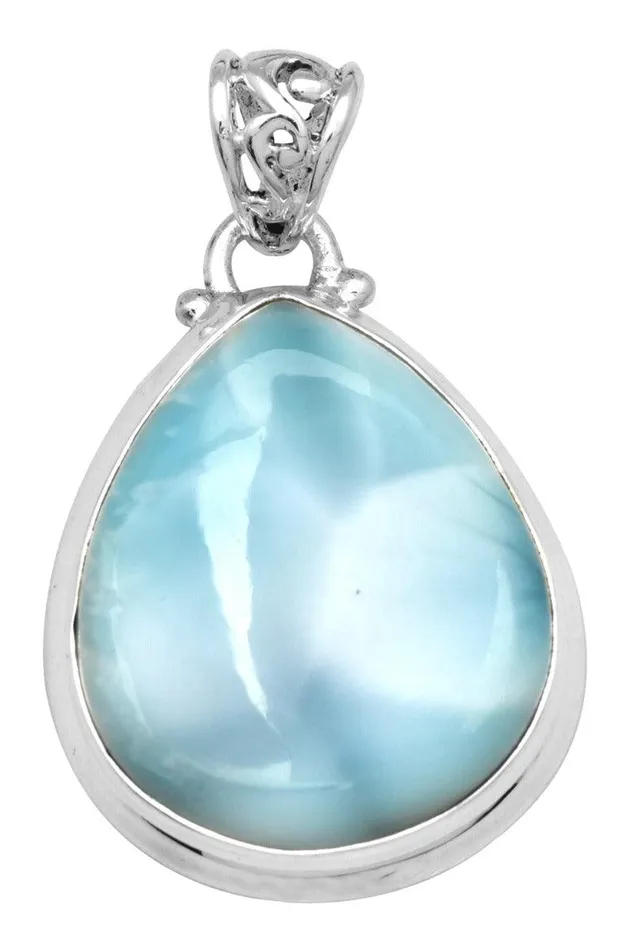 Natural Larimar 1 34 Long 925 Solid Sterling Silver Pendant With 18 Chain Necklace Silver Jewelry YoTreasure Necklaces Natural Larimar 1 34 Long 925 Solid Sterling Silver Pendant With 18 Chain Necklace Silver Jewelry YoTreasure Necklaces