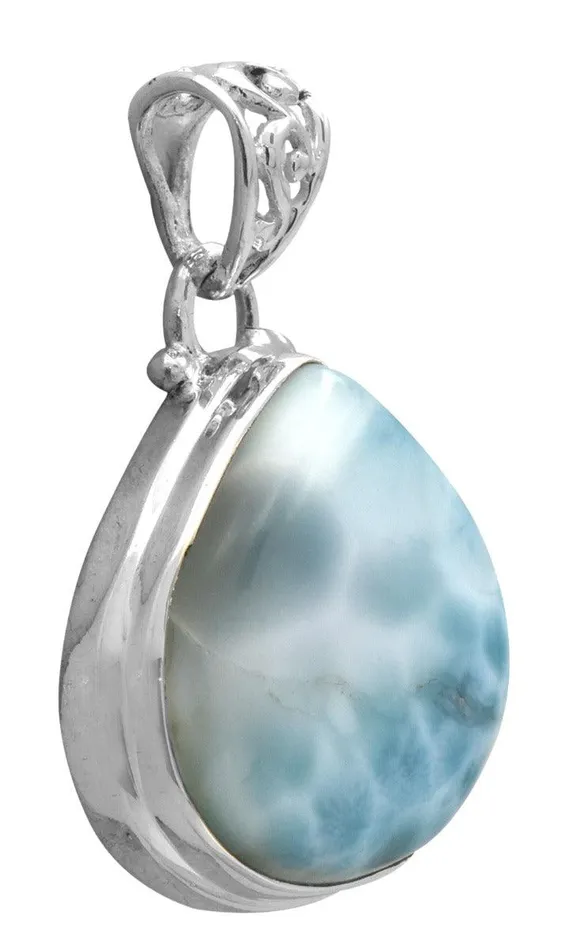 Natural Larimar 2 Long 925 Solid Sterling Silver Pendant With 18 Chain Necklace Silver Jewelry YoTreasure Necklaces Natural Larimar 2 Long 925 Solid Sterling Silver Pendant With 18 Chain Necklace Silver Jewelry YoTreasure Necklaces