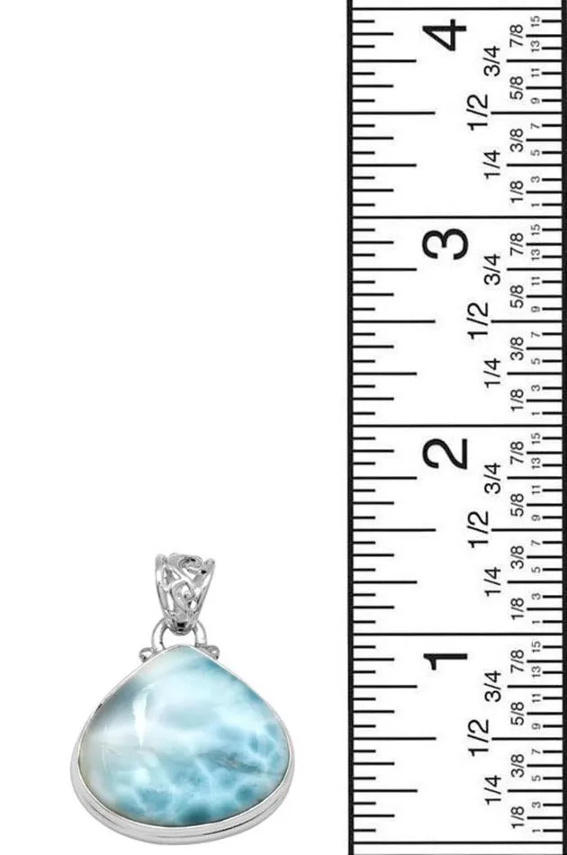 Natural Larimar 2 Long 925 Solid Sterling Silver Pendant With 18 Chain Necklace Silver Jewelry YoTreasure Necklaces Natural Larimar 2 Long 925 Solid Sterling Silver Pendant With 18 Chain Necklace Silver Jewelry YoTreasure Necklaces