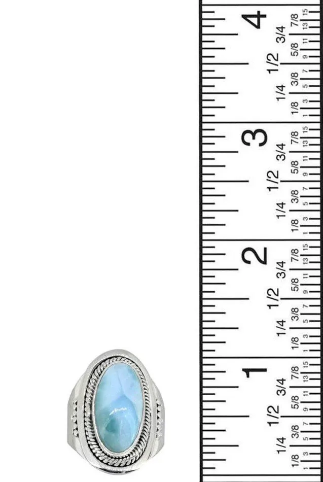 Natural Larimar Solid 925 Sterling Silver Ring Jewelry YoTreasure Rings