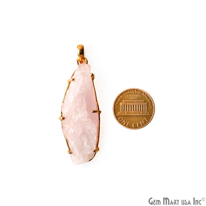 Natural Morganite Organic 48x17mm Gold Plated Prong Setting Single Bail Gemstone Pendant GemMartUSA Necklaces Natural Morganite Organic 48x17mm Gold Plated Prong Setting Single Bail Gemstone Pendant GemMartUSA Necklaces