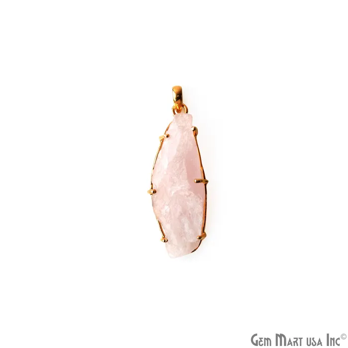 Natural Morganite Organic 48x17mm Gold Plated Prong Setting Single Bail Gemstone Pendant GemMartUSA Necklaces Natural Morganite Organic 48x17mm Gold Plated Prong Setting Single Bail Gemstone Pendant GemMartUSA Necklaces