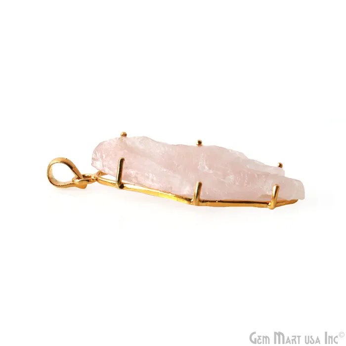 Natural Morganite Organic 48x17mm Gold Plated Prong Setting Single Bail Gemstone Pendant GemMartUSA Necklaces Natural Morganite Organic 48x17mm Gold Plated Prong Setting Single Bail Gemstone Pendant GemMartUSA Necklaces