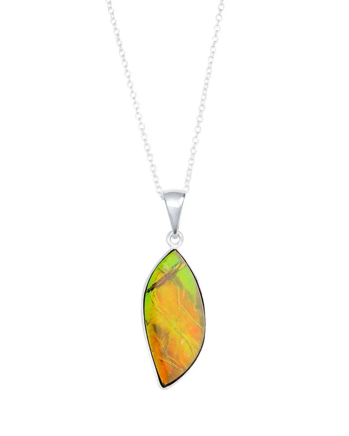 Necklaces 1440 Ct Ammolite Solid 925 Sterling Silver Chain Necklace Pendant YoTreasure