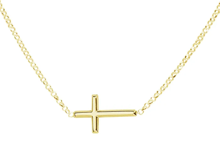 Necklaces 14K GoldPlated Childrens Horizontal Cross Necklace Cherished Moments Necklaces 14K GoldPlated Childrens Horizontal Cross Necklace Cherished Moments