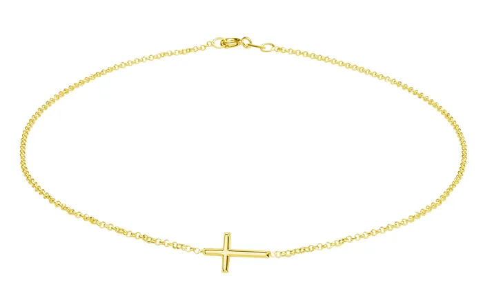 Necklaces 14K GoldPlated Childrens Horizontal Cross Necklace Cherished Moments