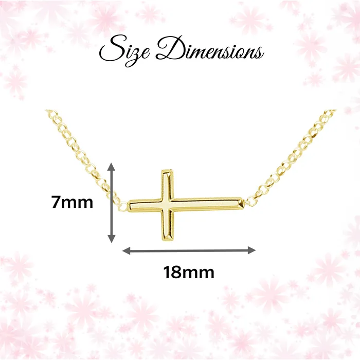 Necklaces 14K GoldPlated Childrens Horizontal Cross Necklace Cherished Moments