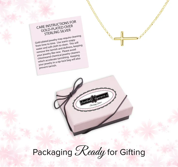 Necklaces 14K GoldPlated Childrens Horizontal Cross Necklace Cherished Moments