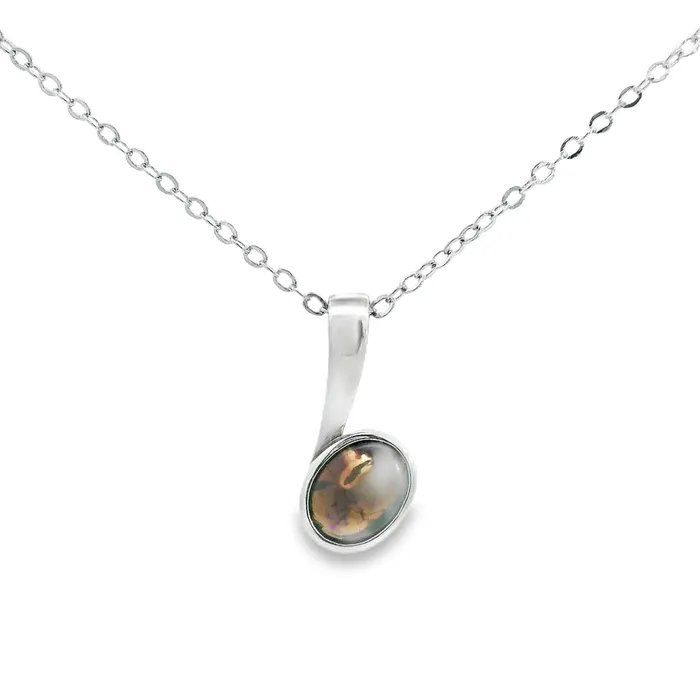 Necklaces Australian Opal Cutters Australian Opal Black Pendant set in Sterling Silver