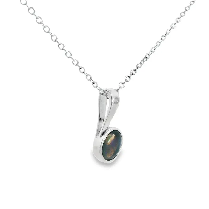 Necklaces Australian Opal Cutters Australian Opal Black Pendant set in Sterling Silver Necklaces Australian Opal Cutters Australian Opal Black Pendant set in Sterling Silver