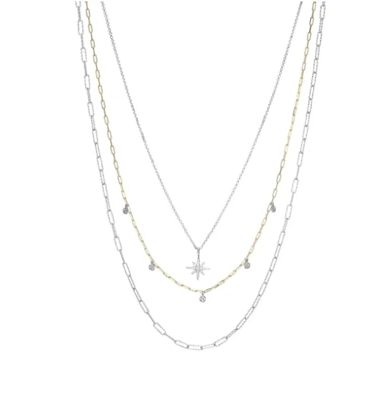 Necklaces Charles Garnier Two Tone Versatile Triple Necklace Set SI5259