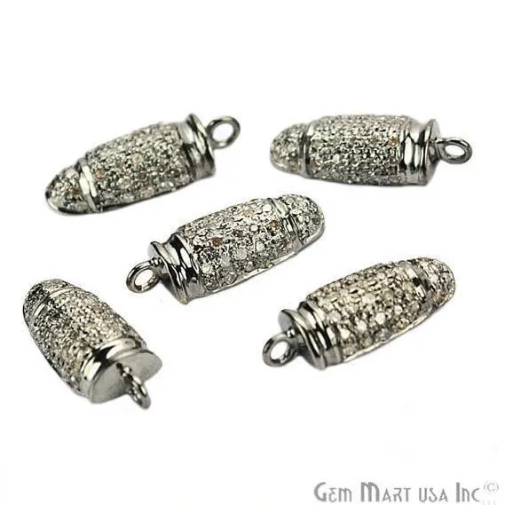 Necklaces GemmartUSA Bullet Shape 18x7mm Diamond Charms Pave Single Bail Sterling Silver Charm for Bracelet Pendants Necklace Necklaces GemmartUSA Bullet Shape 18x7mm Diamond Charms Pave Single Bail Sterling Silver Charm for Bracelet Pendants Necklace