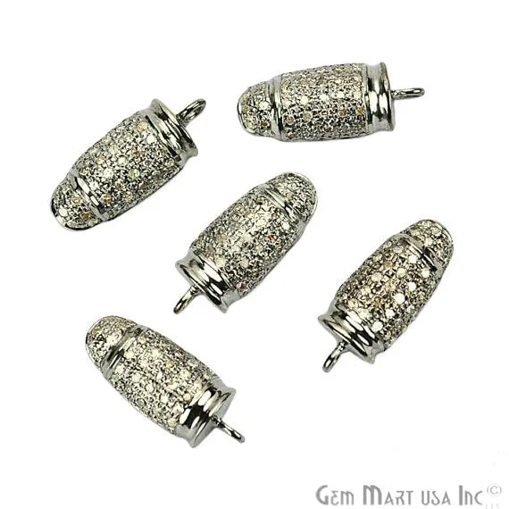 Necklaces GemmartUSA Bullet Shape 18x7mm Diamond Charms Pave Single Bail Sterling Silver Charm for Bracelet Pendants Necklace Necklaces GemmartUSA Bullet Shape 18x7mm Diamond Charms Pave Single Bail Sterling Silver Charm for Bracelet Pendants Necklace