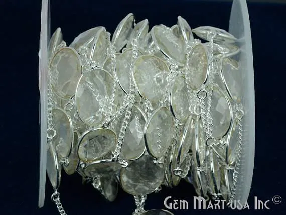 Necklaces GemmartUSA Crystal 1520mm Silver Plated Bezel Connector Link Rosary Chain Necklaces GemmartUSA Crystal 1520mm Silver Plated Bezel Connector Link Rosary Chain