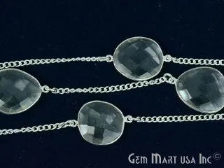 Necklaces GemmartUSA Crystal 1520mm Silver Plated Bezel Connector Link Rosary Chain Necklaces GemmartUSA Crystal 1520mm Silver Plated Bezel Connector Link Rosary Chain