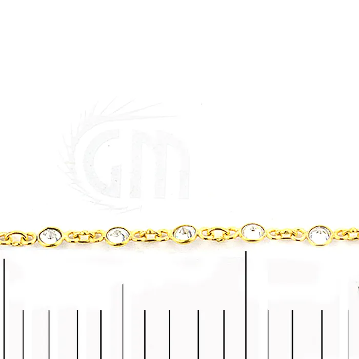 Necklaces GemMartUSA Crystal 4mm Round Gold Plated Continuous Connector Chain