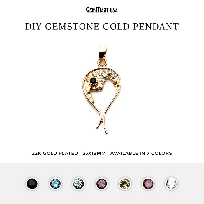 Necklaces GemMartUSA DIY Gemstone 35x18mm Gold Plated Unique Necklace Pendant Necklaces GemMartUSA DIY Gemstone 35x18mm Gold Plated Unique Necklace Pendant