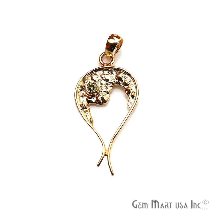 Necklaces GemMartUSA DIY Gemstone 35x18mm Gold Plated Unique Necklace Pendant