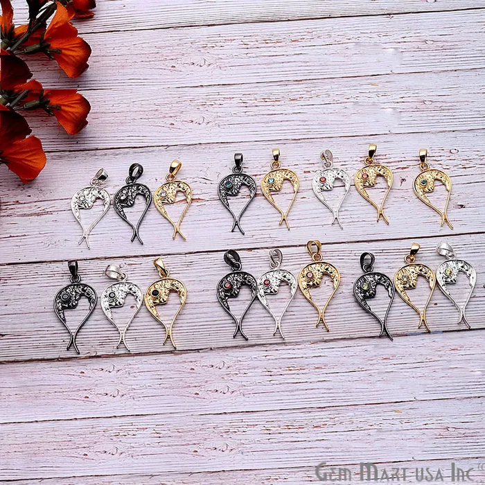 Necklaces GemMartUSA DIY Gemstone 35x18mm Gold Plated Unique Necklace Pendant