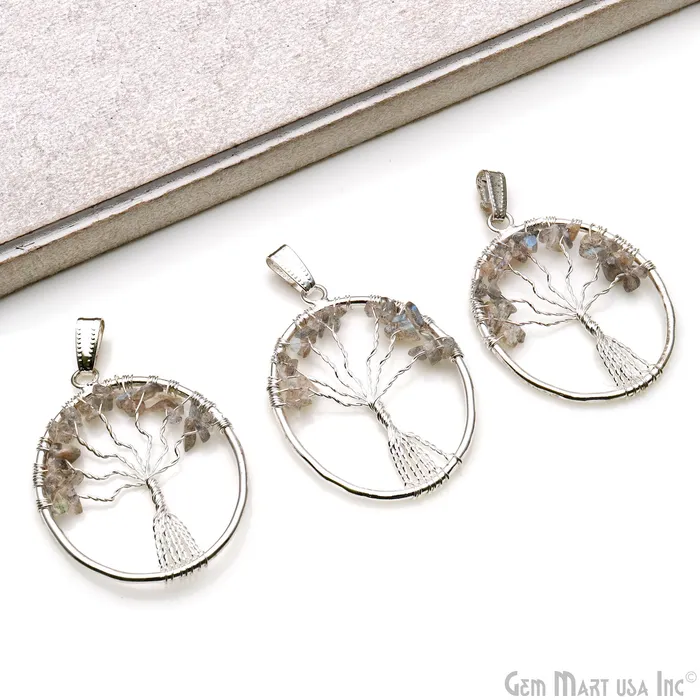 Necklaces GemmartUSA Tree of Life Labradorite Oval Silver Wire Wrapped 46x35mm Chakra Pendant Necklaces GemmartUSA Tree of Life Labradorite Oval Silver Wire Wrapped 46x35mm Chakra Pendant