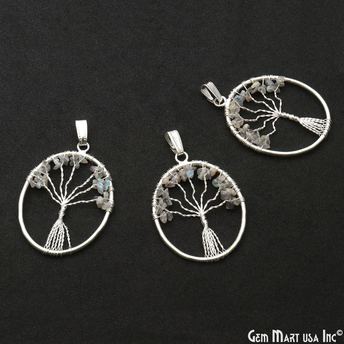 Necklaces GemmartUSA Tree of Life Labradorite Oval Silver Wire Wrapped 46x35mm Chakra Pendant Necklaces GemmartUSA Tree of Life Labradorite Oval Silver Wire Wrapped 46x35mm Chakra Pendant