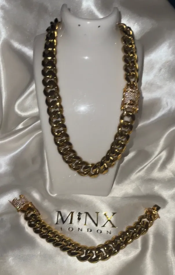 Necklaces Gold Cuban Link Chain Gold Cuban Link Necklace Gold Cuban Link Bracelet Iced Out Chain Gold Iced Out Chain Big Cuban Link Chain Minx London
