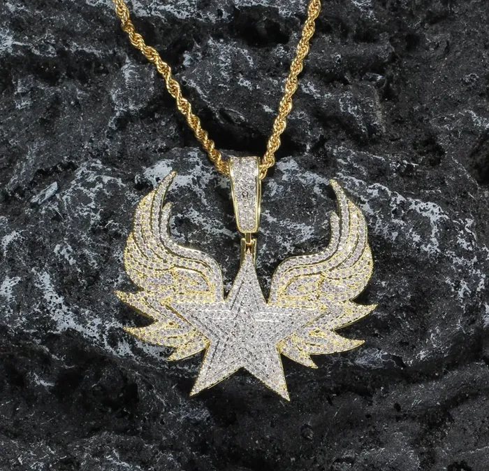 Necklaces Star Necklace Diamond Wings Pendant Iced Out Star Pendant Diamond Star Pendant Diamond Star Necklace Star Shape Pendant Hip Hop Minx London