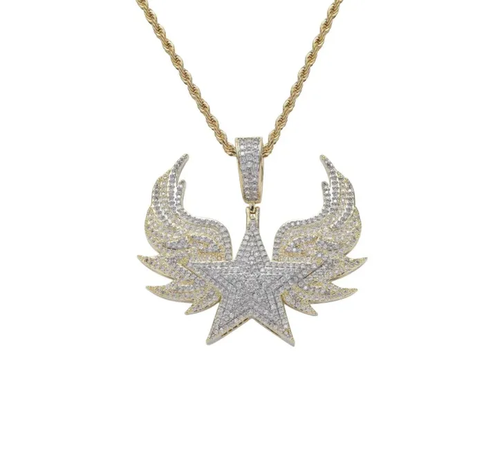 Necklaces Star Necklace Diamond Wings Pendant Iced Out Star Pendant Diamond Star Pendant Diamond Star Necklace Star Shape Pendant Hip Hop Minx London