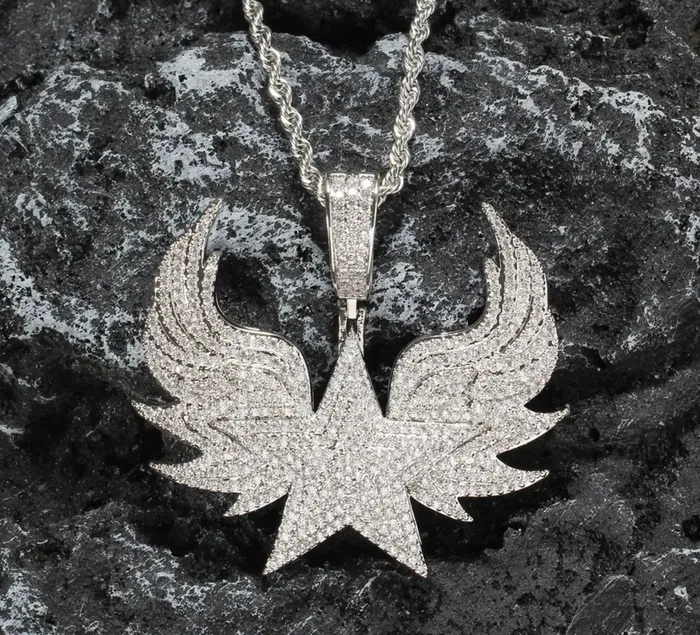 Necklaces Star Necklace Diamond Wings Pendant Iced Out Star Pendant Diamond Star Pendant Diamond Star Necklace Star Shape Pendant Hip Hop Minx London