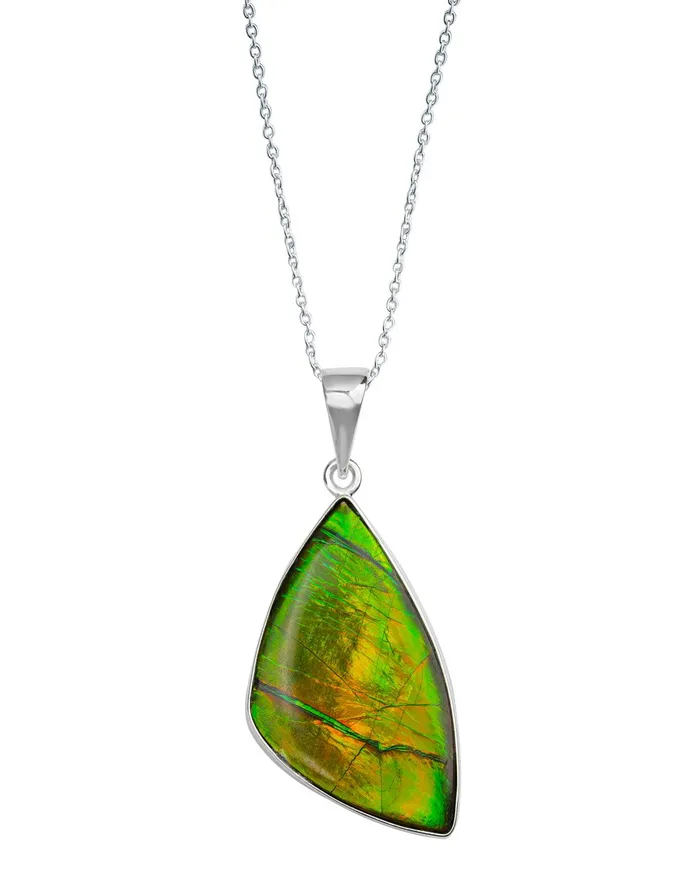 Necklaces YoTreasure 1090 Ct Ammolite 925 Sterling Silver Necklace Pendant Jewelry