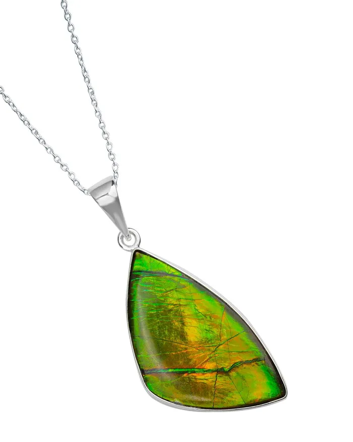 Necklaces YoTreasure 1090 Ct Ammolite 925 Sterling Silver Necklace Pendant Jewelry