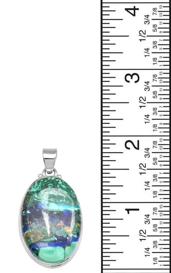 Necklaces YoTreasure Azurite Malachite 2 Long 925 Solid Sterling Silver Pendant With 18 Chain