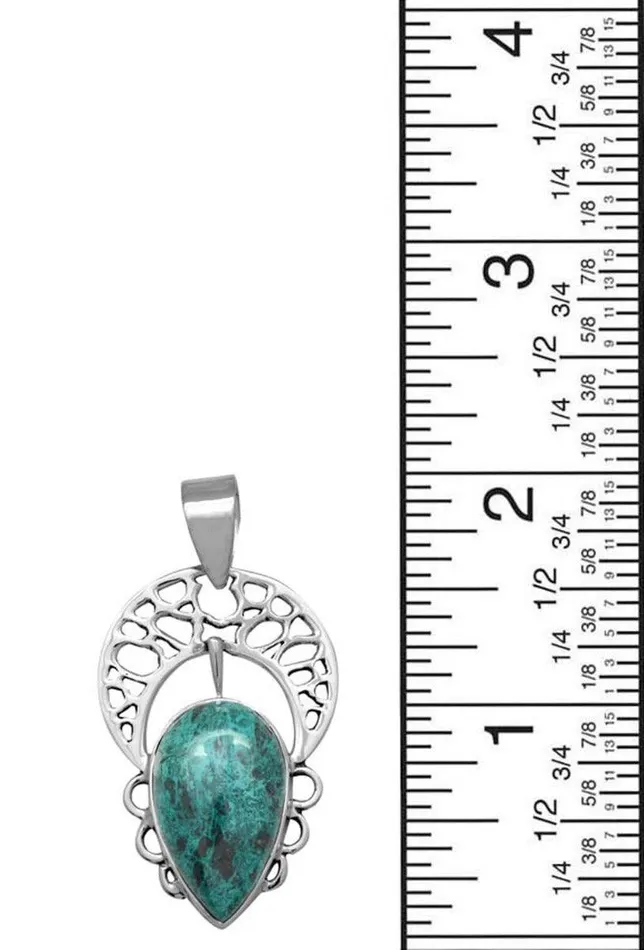 Necklaces YoTreasure Chrysocolla 925 Solid Sterling Silver Pendant Necklace Silver Jewelry