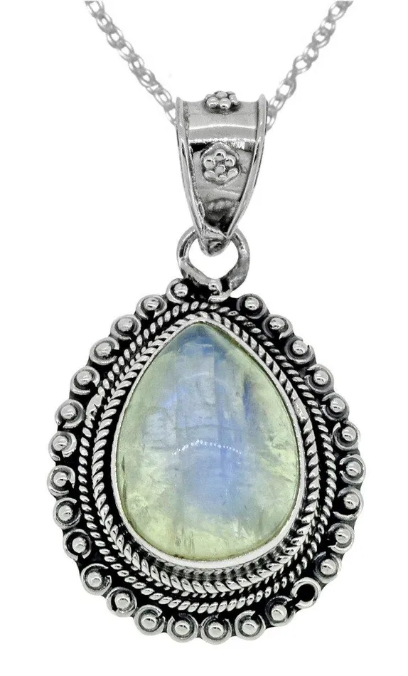 Necklaces YoTreasure Moonstone Pendant Solid 925 Sterling Silver Chain Necklace18 Necklaces YoTreasure Moonstone Pendant Solid 925 Sterling Silver Chain Necklace18