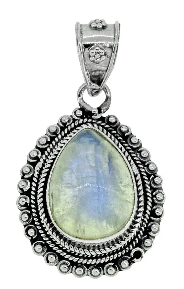Necklaces YoTreasure Moonstone Pendant Solid 925 Sterling Silver Chain Necklace18
