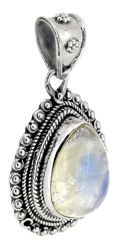 Necklaces YoTreasure Moonstone Pendant Solid 925 Sterling Silver Chain Necklace18