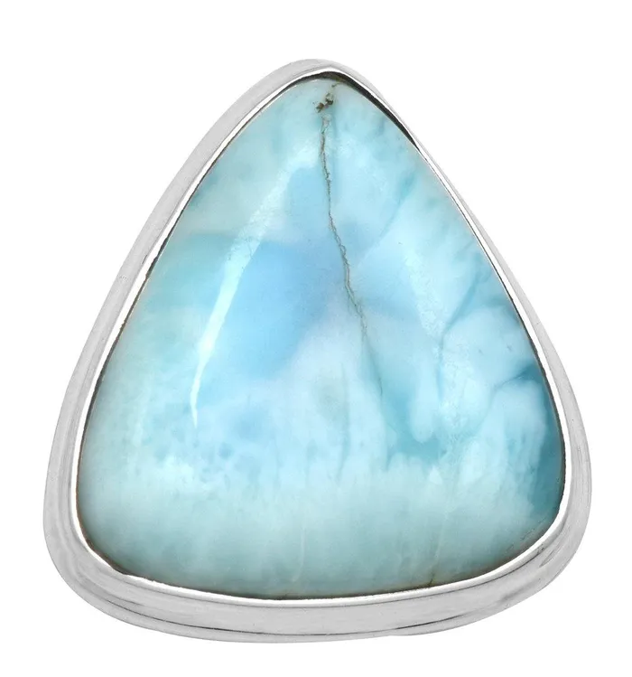 Necklaces YoTreasure Natural Larimar 925 Sterling Silver Rings Silver Jewelry