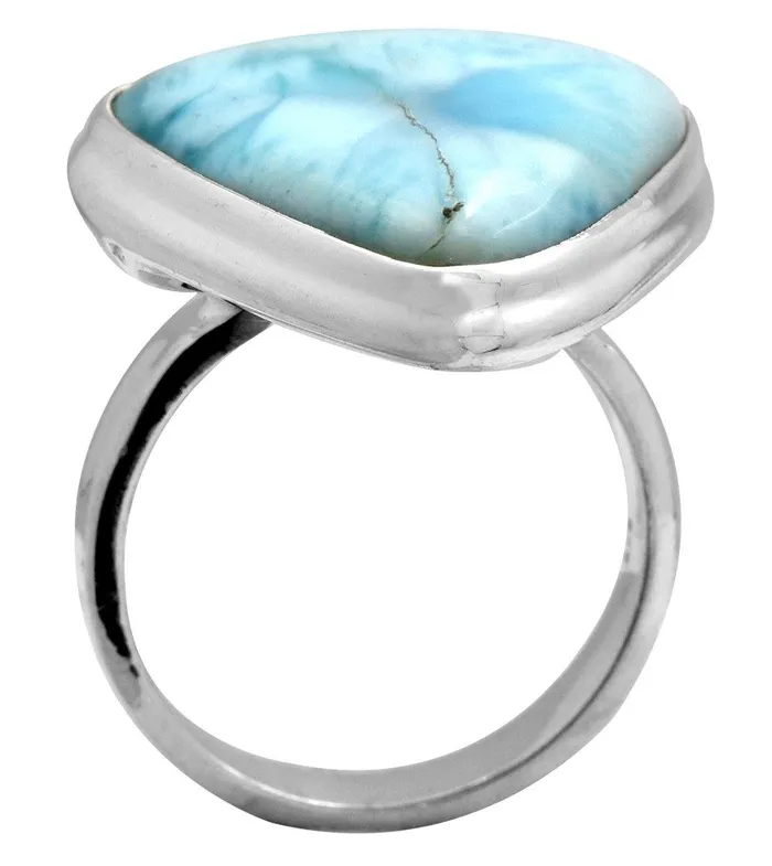 Necklaces YoTreasure Natural Larimar 925 Sterling Silver Rings Silver Jewelry