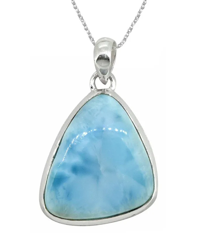 Necklaces YoTreasure Natural Larimar Solid 925 Sterling Silver Pendant 1 34