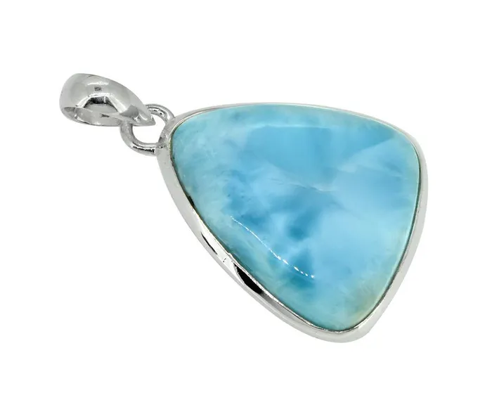 Necklaces YoTreasure Natural Larimar Solid 925 Sterling Silver Pendant 1 34