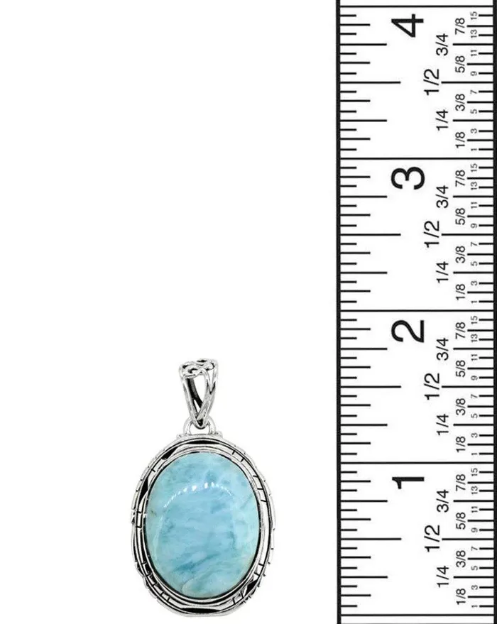 Necklaces YoTreasure Natural Larimar Solid 925 Sterling Silver Pendant 1 34