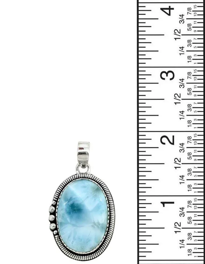 Necklaces YoTreasure Natural Larimar Solid 925 Sterling Silver Pendant 2