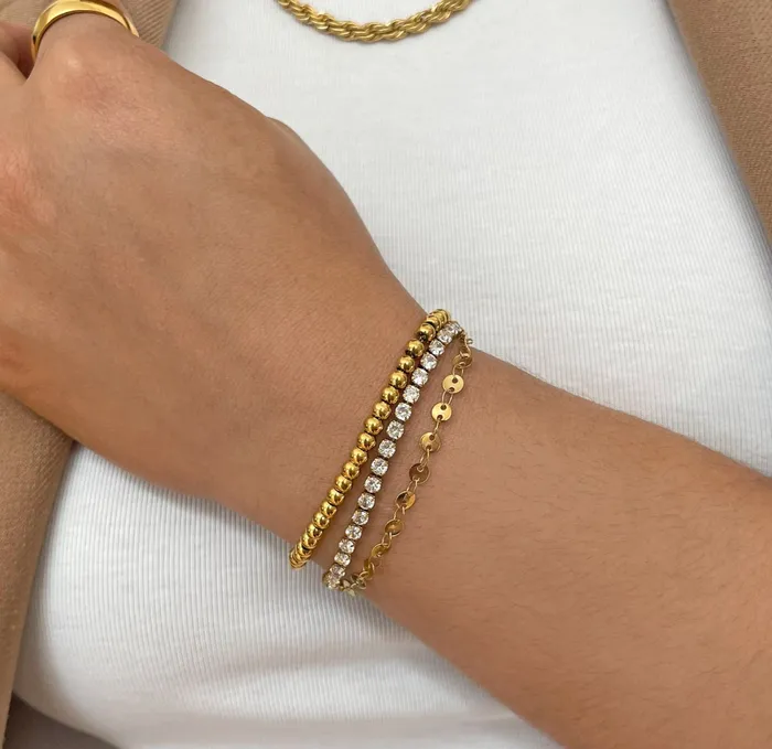 PARIS DAINTY CZ DIAMOND TENNIS BRACELET GOLD Mai Dsire Bracelets