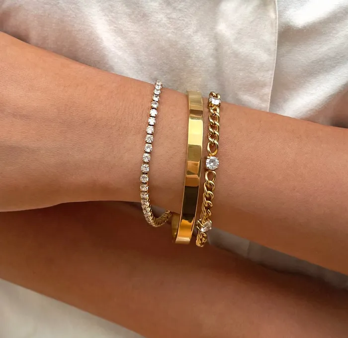 PARIS DAINTY CZ DIAMOND TENNIS BRACELET GOLD Mai Dsire Bracelets